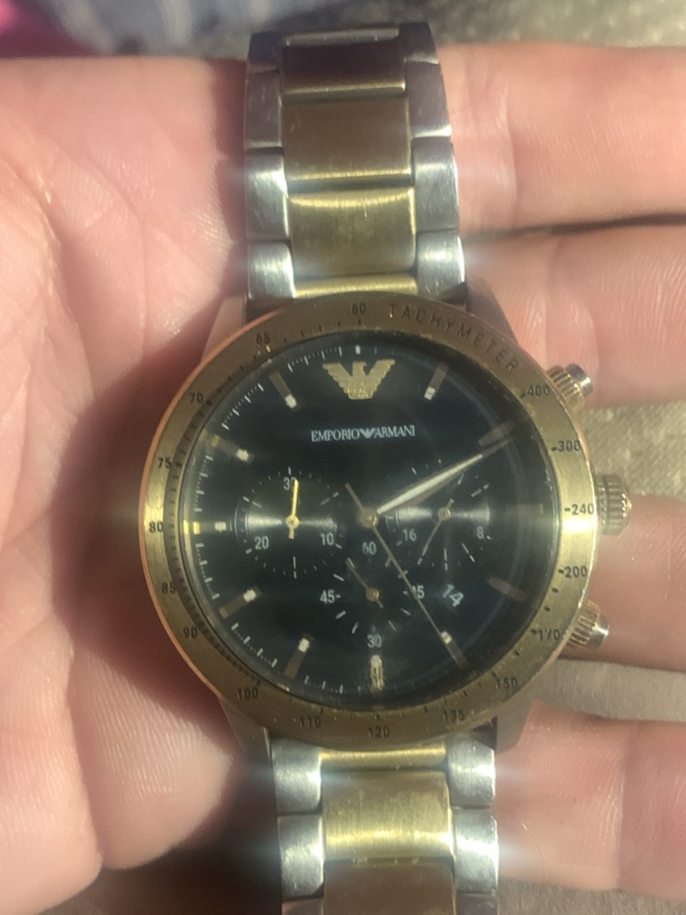 Emporio Armani Two-Tone Gold & Silver Men's Chronograph Watch
